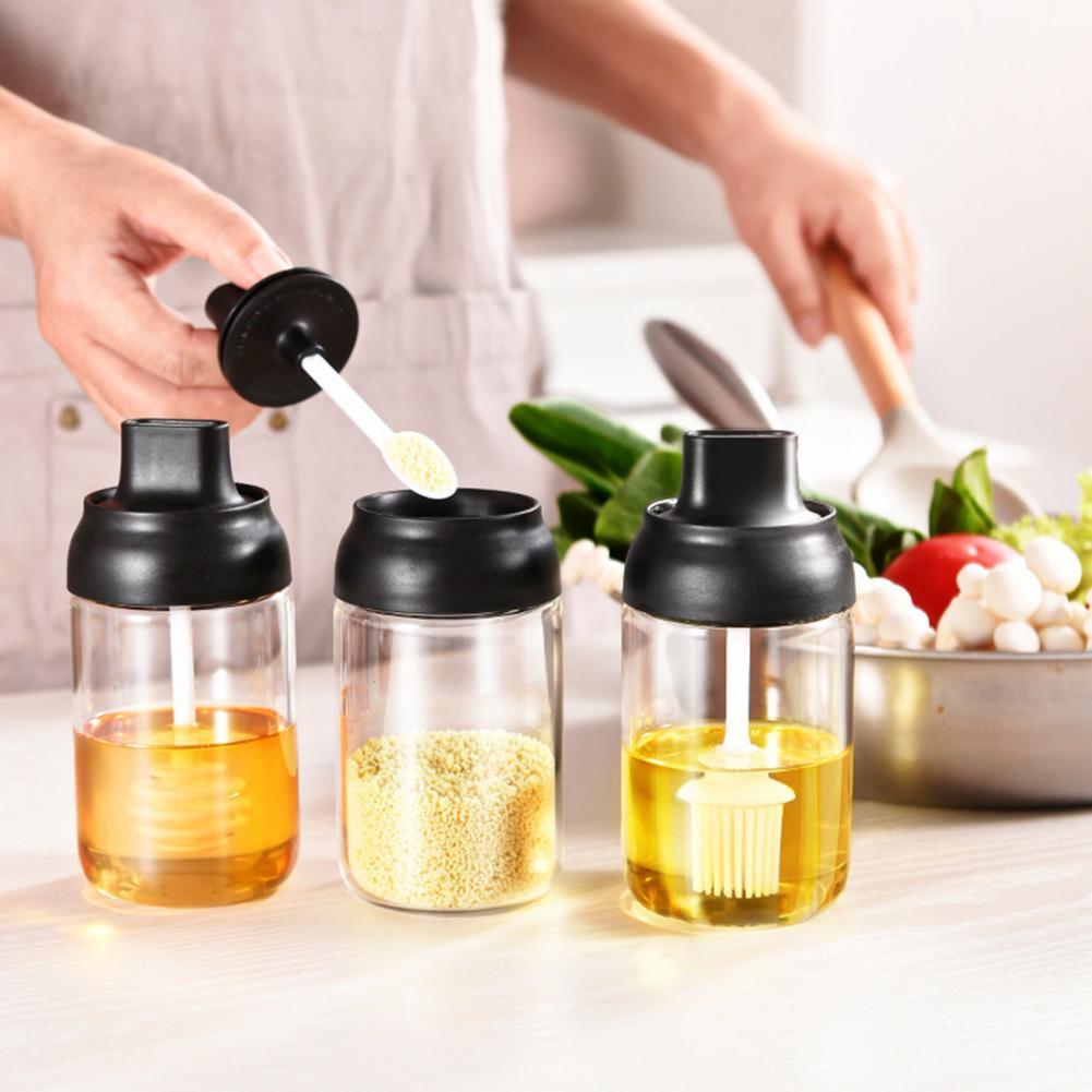 Spice Jar Storage Versatile Glass Salt Honey Oil Seasoning Bottle for Home Seasoning Kitchen Spice Kit