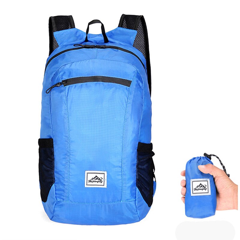 20l lichtgewicht draagbare opvouwbare rugzakken, waterdichte rugzakken, opvouwbare tassen, outdoor rugzakken, reisrugzakken, wandelrugzakken: Blauw