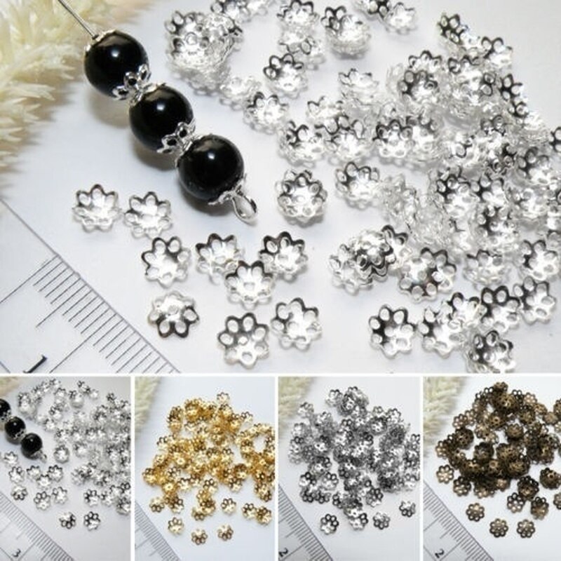 500 Stks/partijen Zilveren Vergulde 6Mm Metaal Filigraan Bloem Kraal Caps Diy Bead Bevindingen Voor Sieraden Maken