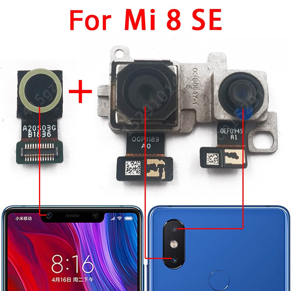 Cámara Frontal trasera Original para Xiaomi Mi 8 Lite Mi8 SE, módulo de cámara trasera, reparación flexible, piezas de repuesto: Mi 8 SE Back Front