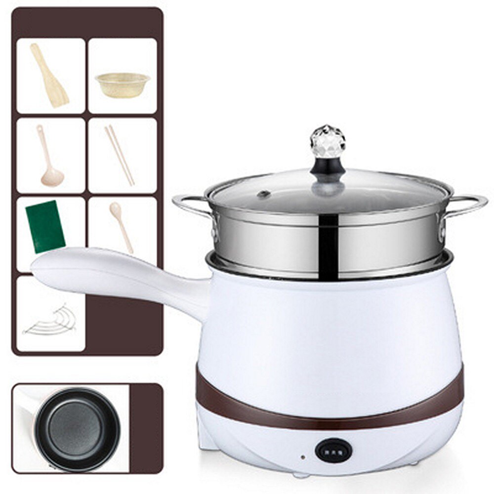 110V Mini Electric Double Layer Pot Multifunction Noodles Cooker Non-stick Skillet Steamed Eggs Soup Rice Cooking Pot: Non-stick 2 Layer