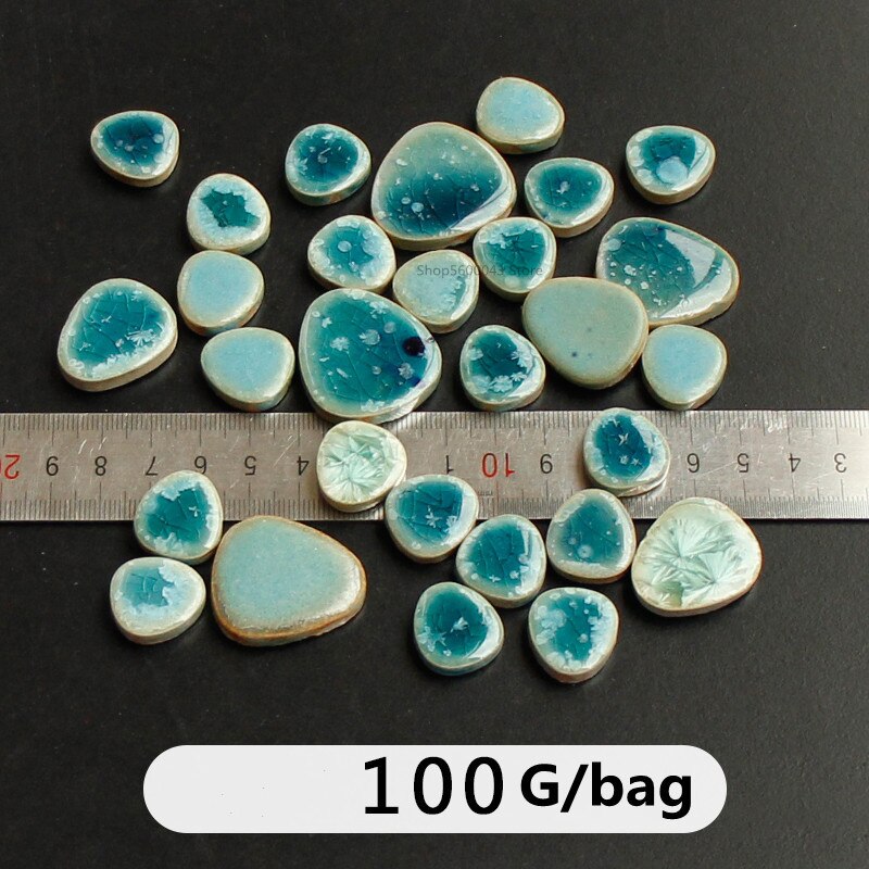 100g mozaika ceramiczna fragmenty niebieskie i białe kawałki porcelany rzemiosło materiały kolaż małe płytki DIY kreatywna artystyczna dekoracja: green