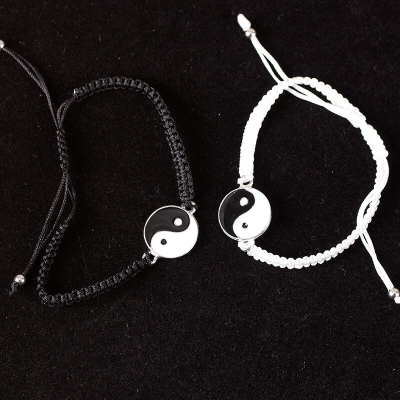 Beste Vriend Armband 2 Stuk Gevlochten Touw Tai Chi Gossip Zwart En Wit Hanger Paar Armband Bff Vriendschap Sieraden
