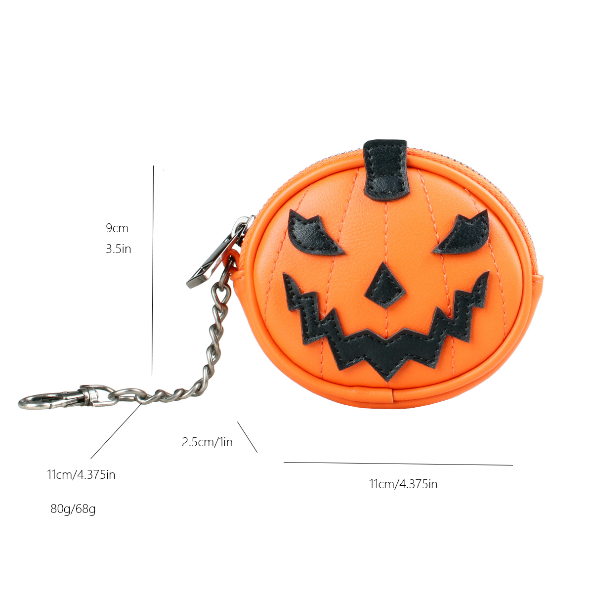 Halloween Pumpkin Mini Wallet Zipper Niche Coin Purse Classic PU Leather Earphone Bag With Chain Hook Strap