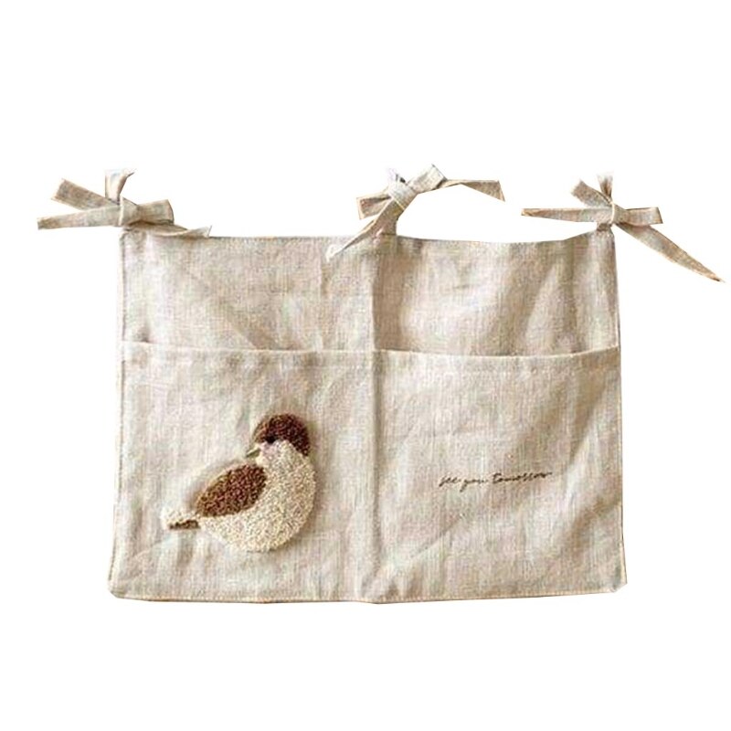 Cartoon Bedside Caddy Hanging Organizer Bunk Bed for Room Essentials College Students Handrail Pockets Bed Basket Shelf: Bird Double Pocket