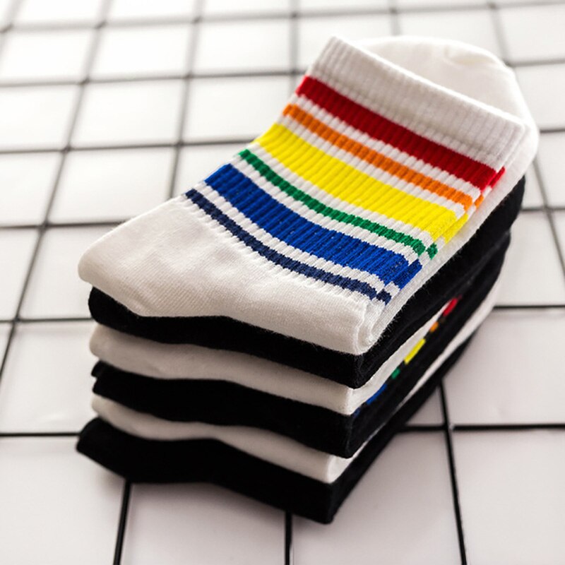Calcetines de algodón con estampado de arcoíris para mujer, medias coloridas de , cálidas e informales, ropa lgbt, 1 par, Otoño e Invierno