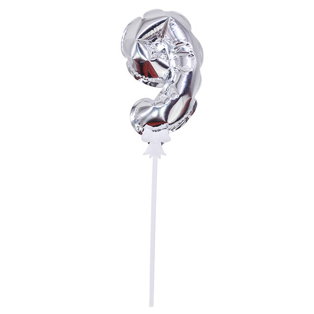 1Pcs Gelukkige Verjaardag Folie Aantal Ballon Cake Topper Kids Verjaardag Bruiloft Cake Decor Automatische Opblaasbare Ballon: silvery 9