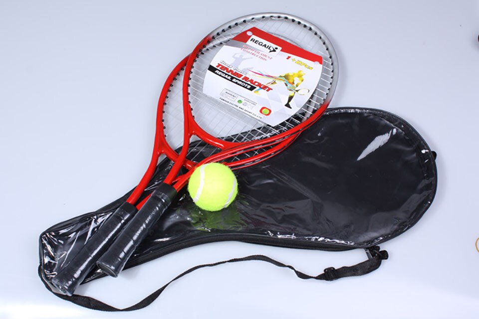 Set van 2 Tiener Tennisracket voor Training Raquete De Tennis Carbon Fiber Top Staal Materiaal Tennis String met gratis Bal