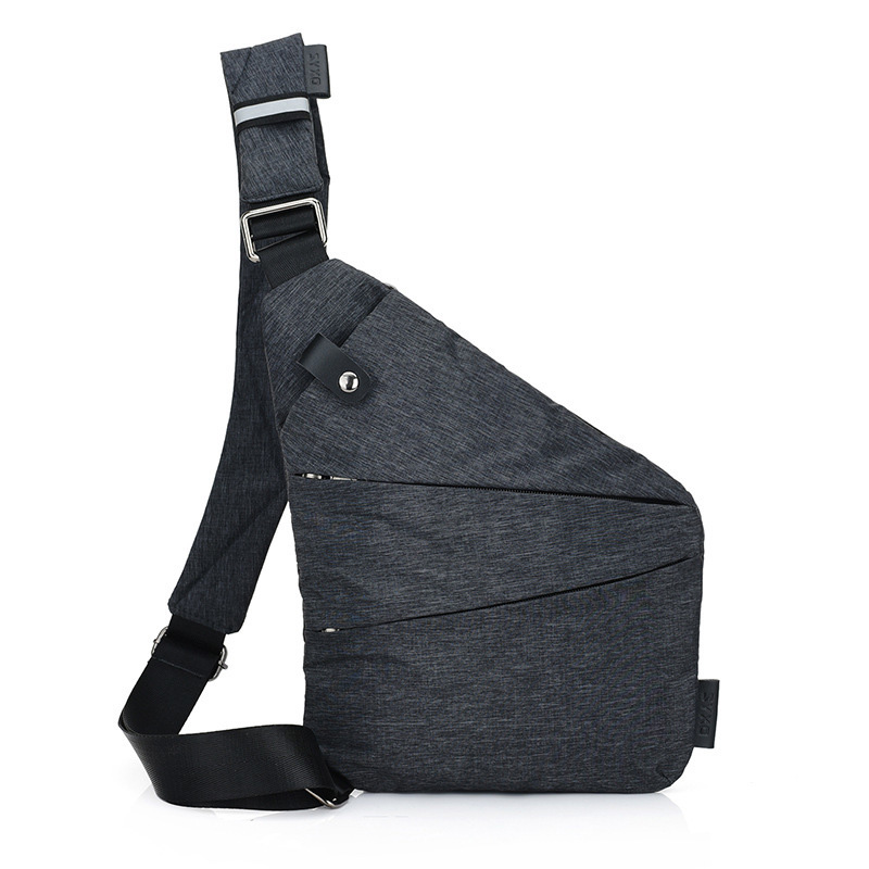 Brand Men Travel Business Fino Bag Burglarproof Shoulder Bag Holster Anti Theft Security Strap Digital Storage Chest Bags: Dark Gray Left