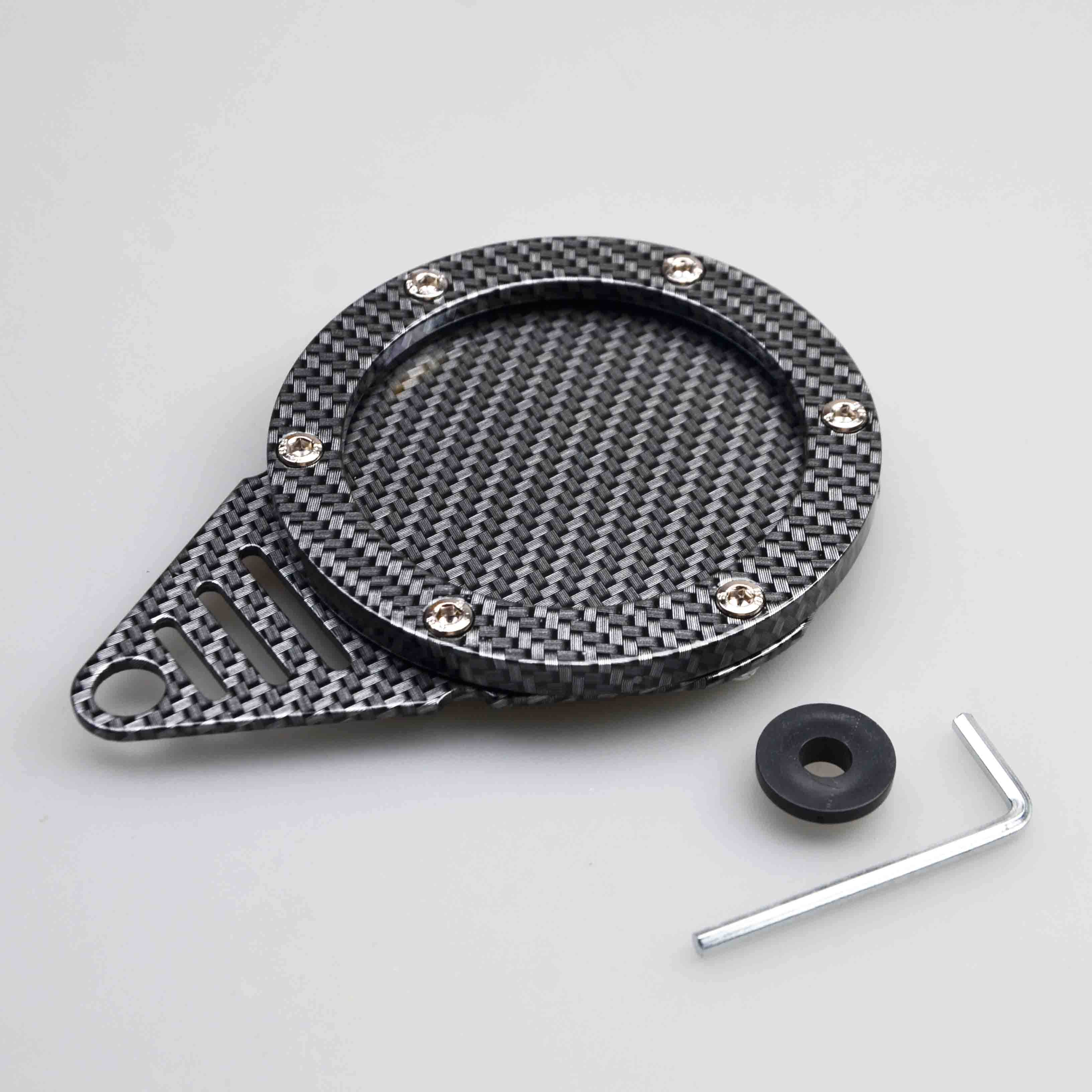 Motorcycle Carbon Tax Disc holder, Motorbike Universal Round Tax Disc Plate Holder Waterproof Carbon