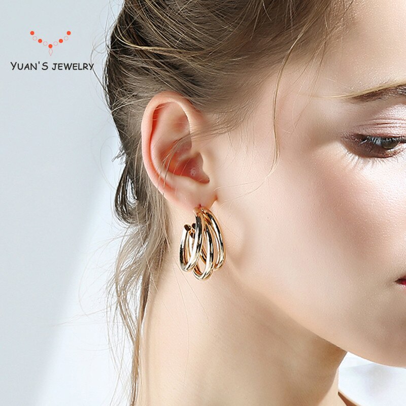 Yuan'S-pendientes grandes de plata para mujer, joyería inteligente de de oro fino, personalidad, exageración, temperamento,