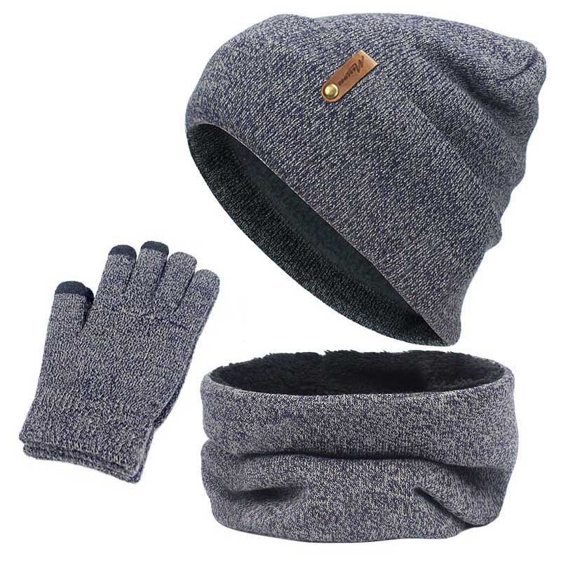 Strikket vinter hat tørklæde handsker sæt kvinder tyk berøringsskærm handske beanies ring tørklæde kvinde til piger