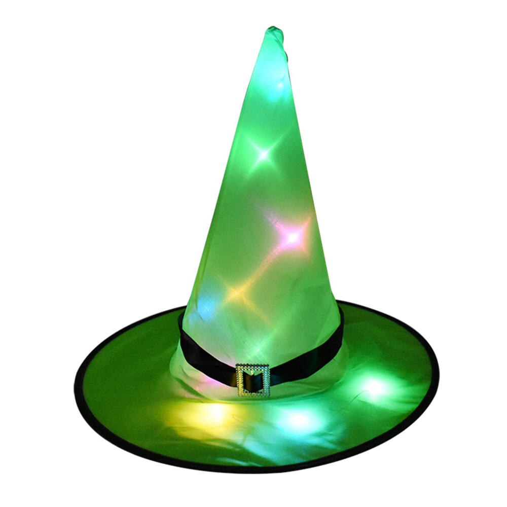 1pcs Halloween Witch Hat with LED Light Glowing Hanging Decor Suspension Tree Glowing Hat for Kids Party Supplies: Green