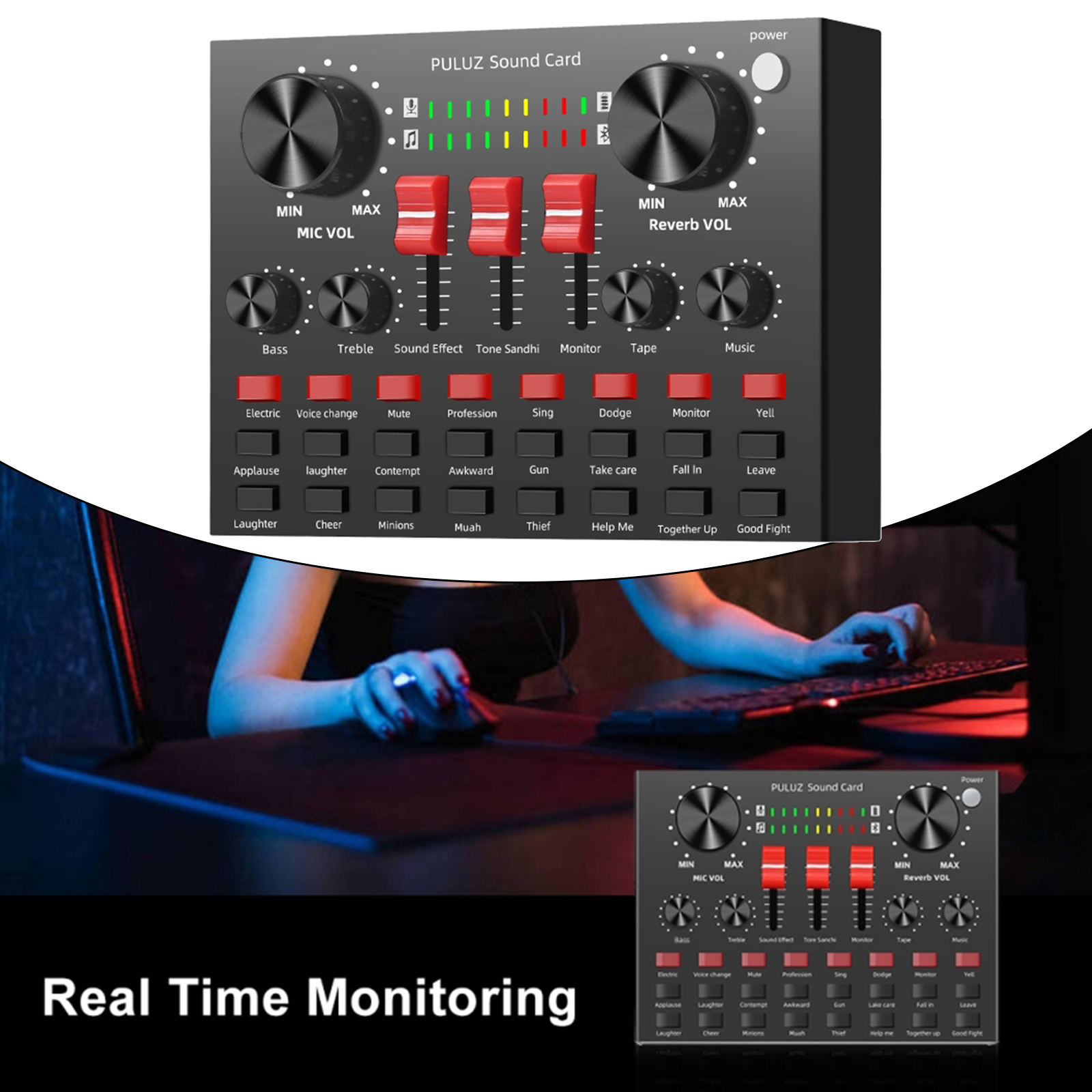 External Sound Card Karaoke Audio Sound Mixer for Phone Computer Laptop PC