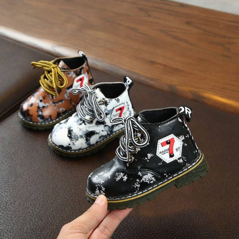 Warm Winter Baby Camo Snow Boots shoes PU Little Boys Girls Non-slip Soft Bottom Outdoor Boots Toddler Boys Martin Shoes