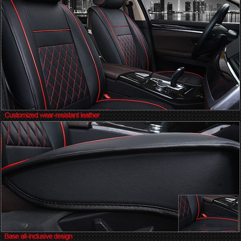 funda asiento coche Cuero de la PU Beige coche Set de funda de asiento de vehículo cojín para Mitsubishi Nissan Renault Peugeot Auto Interior accesorios para el coche accesorios productos