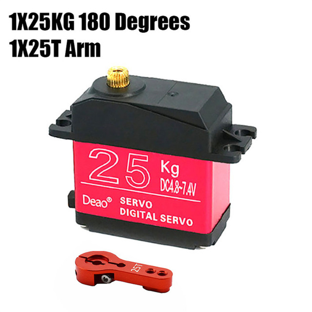 Hoog koppel digitale servo waterdicht 20KG 25KG 30KG 35KG servo 180 graden 270 graden metal gear 25T RC vrachtwagen mechanische arm: Rood