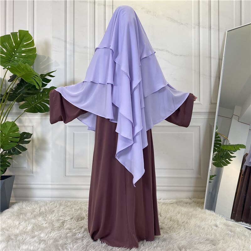Ramadan Eid Prayer Garment Long Khimar Hijab Scarf Sleeveless Tops Islamic Women Abaya Jilbab Abayas Muslim Arab Clothing Niqab: light purple Khimar