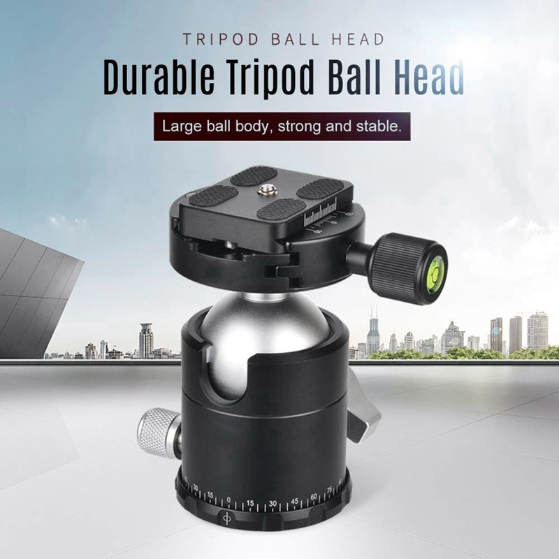 Abhu-camera statiefkop aluminiumlegering camera panoramisch statief kogelkop met snelkoppelingsplaat 1/4 inch schroefbevestiging voor came