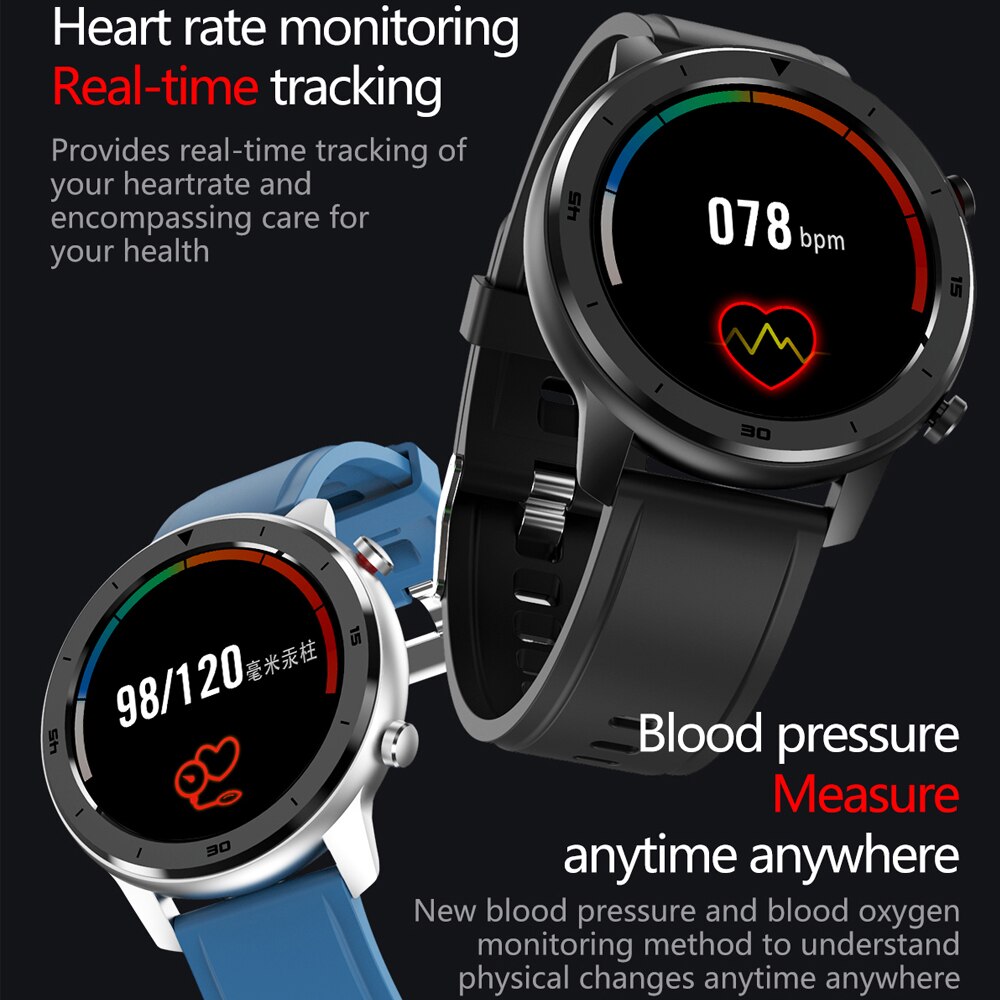 Full Round Touch Display Smart Watch Men Women IP68 Waterproof Heart Rate Blood Pressure Monitor 5 Days Standby Smartwatch