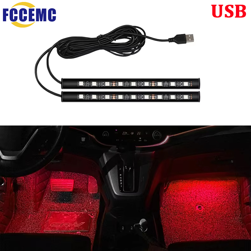 Luz Led ambiental para coche con USB, 5V, Universal, lámpara de pie Interior para coche, decoración, iluminación de retroiluminación, luces de neón decorativas para coche