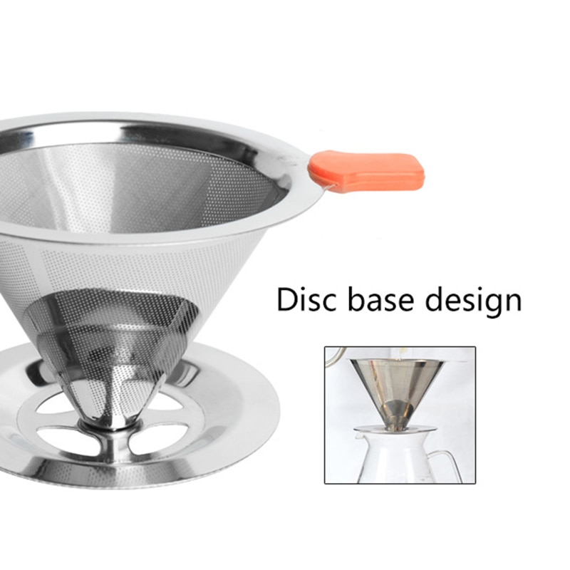 Återanvändbara kaffefilterhållare rostfritt stål brygg dropp kaffefilter tratt metall mesh kaffe te filter korg verktyg