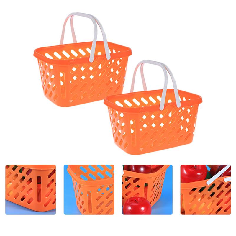 2pz Portatile Della Spesa Cestini Carrello della Spesa con Manico Giocattoli Cestelli Contenitore