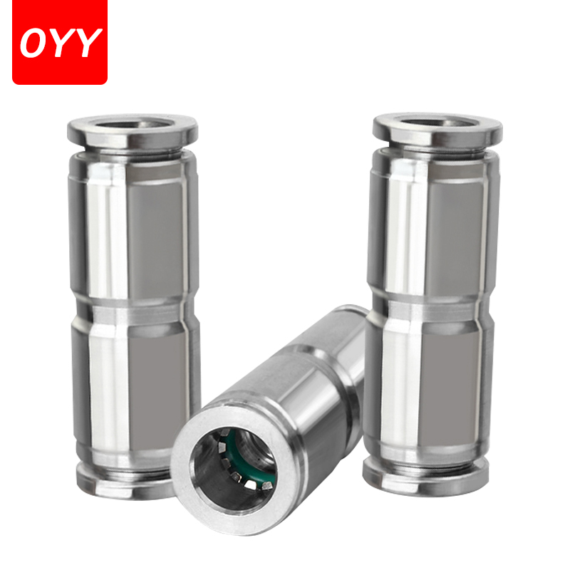 304 Stainless Steel Quick Connector Hose Straight Through High Temperature Resistance PU4/6/8/10/12/14/16 Pneumatic Fittings