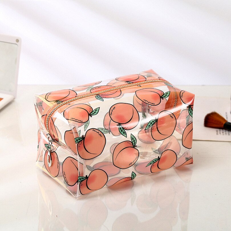 Brivilas bolsa de cosméticos transparente, bolsa feminina impermeável portátil para maquiagem, sacola de viagem, itens de higiene pessoal: peach