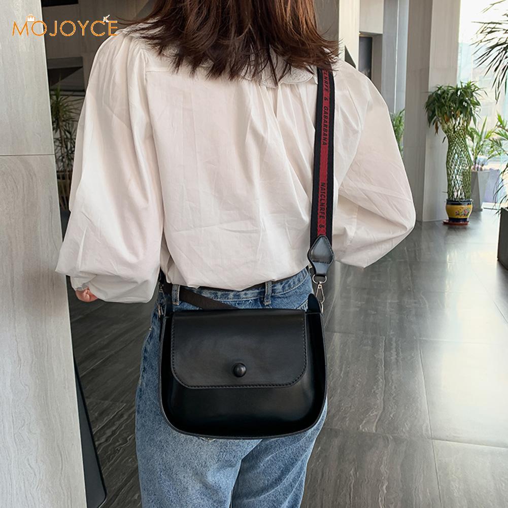 Frauen fest Farbe Schulter Tasche lässig weit Bote Handtaschen weiblich retro klein PU Leder Crossbody Taschen
