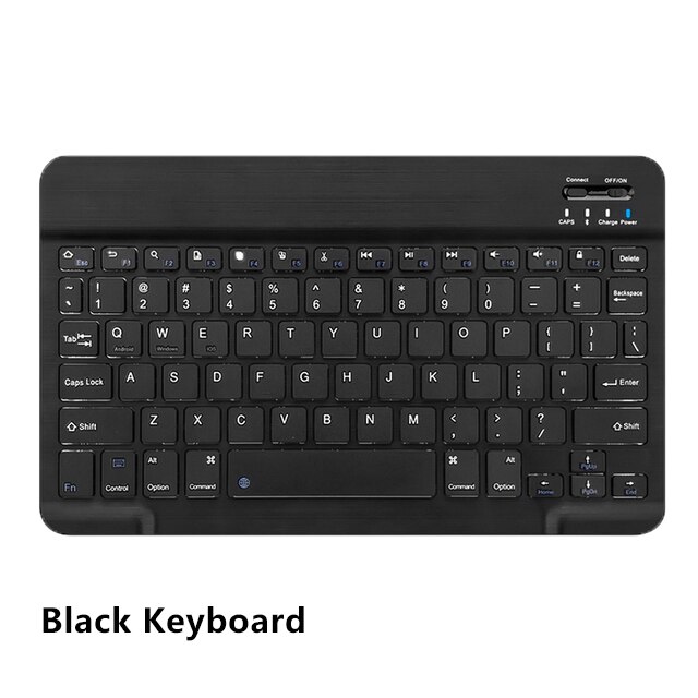 Teclado y ratón inalámbricos con Bluetooth, accesorio de 10 pulgadas para Ipad, teléfono, tableta, portátil, recargable, para Samsung y Xiaomi: Black