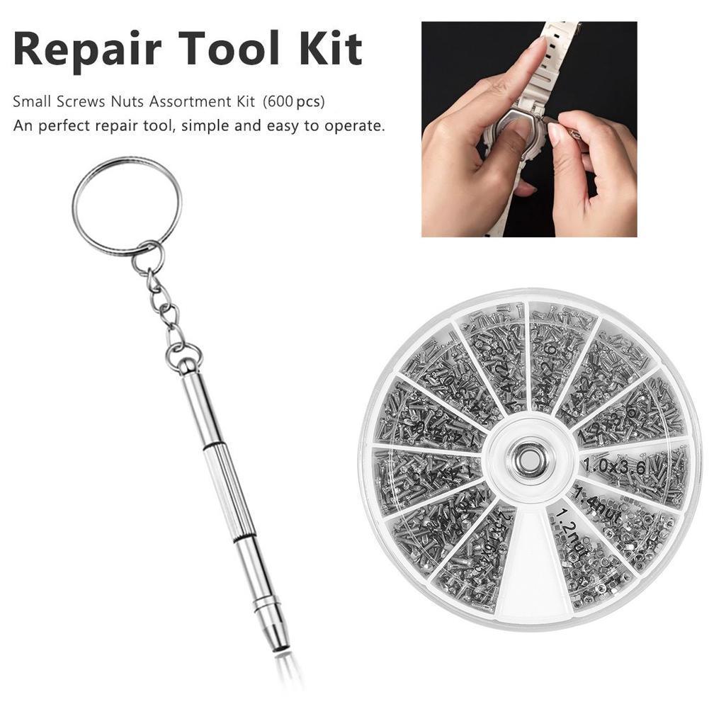 600 Pcs/Set Small Stainless Steel Screws 12 Kinds of Tool Assortment Screwdriver Electronics For Eyeglasses 1pc Nuts Repair