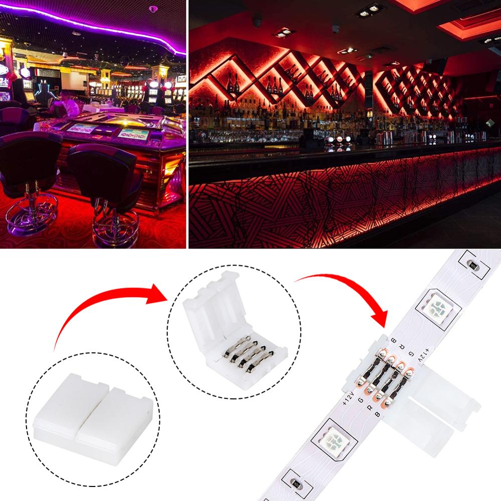20Pcs/Set 10mm ABS 4 Pin LED RGB Connector Set L Shape Unwired Gapless Solderless SMD 5050 RGB Connector LED Lights Accessories