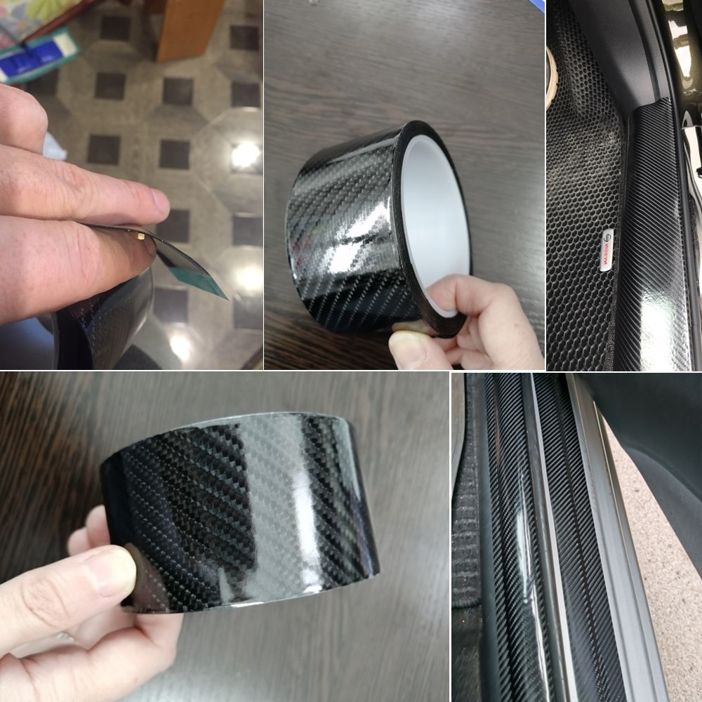 Car Door Sill Protector Strips Carbon Fiber Bumper Sticker for Toyota Corolla Avensis Yaris Rav4 Auris Hilux Prius Prado Camry