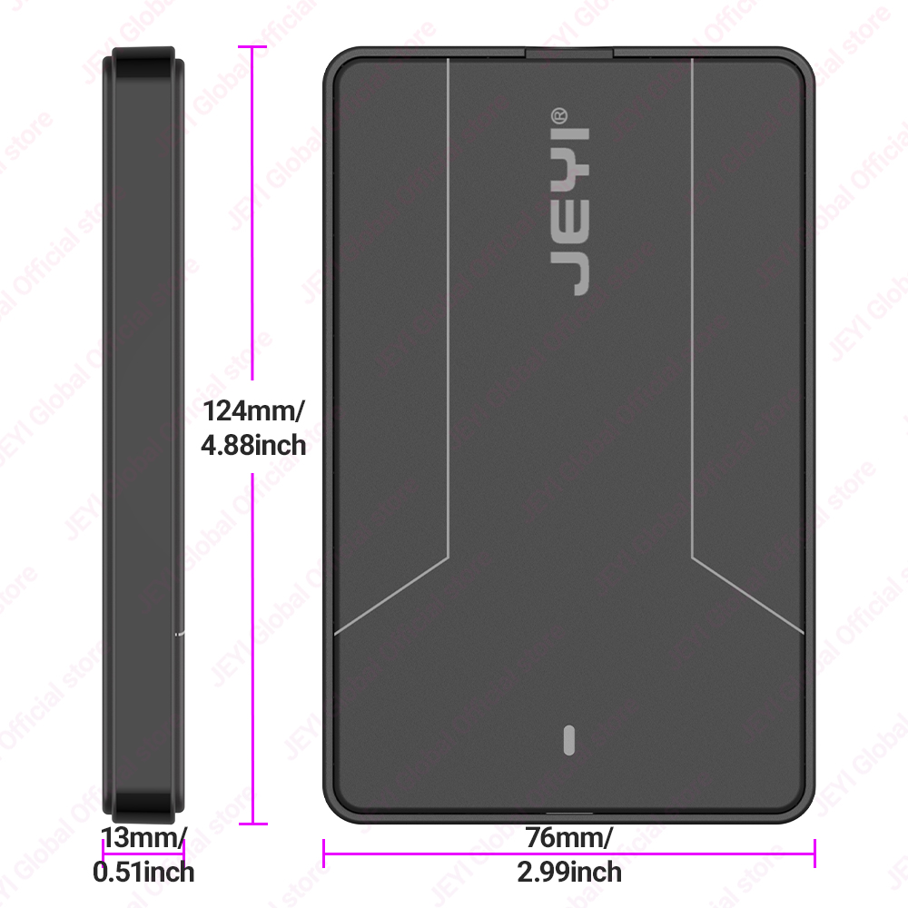 JEYI 2.5 inch External Hard Drive Enclosure Type C 3.1 to SATA III for 7mm and 9.5mm SATA HDD SSD Tool Free [UASP Supported]
