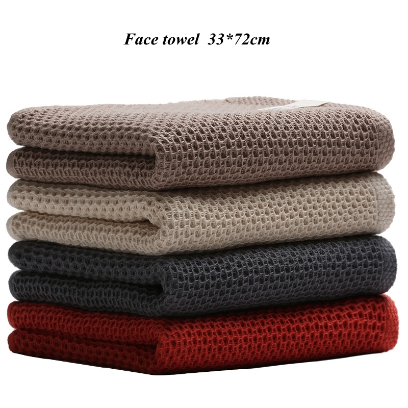 Effen Kleur Wafel Badhanddoek Grote Super Absorberende Strand Handdoeken Katoen Draagbare Honingraat Gezicht Handdoek Set Voor Home Hotel Reizen: 70x140cm / Rood