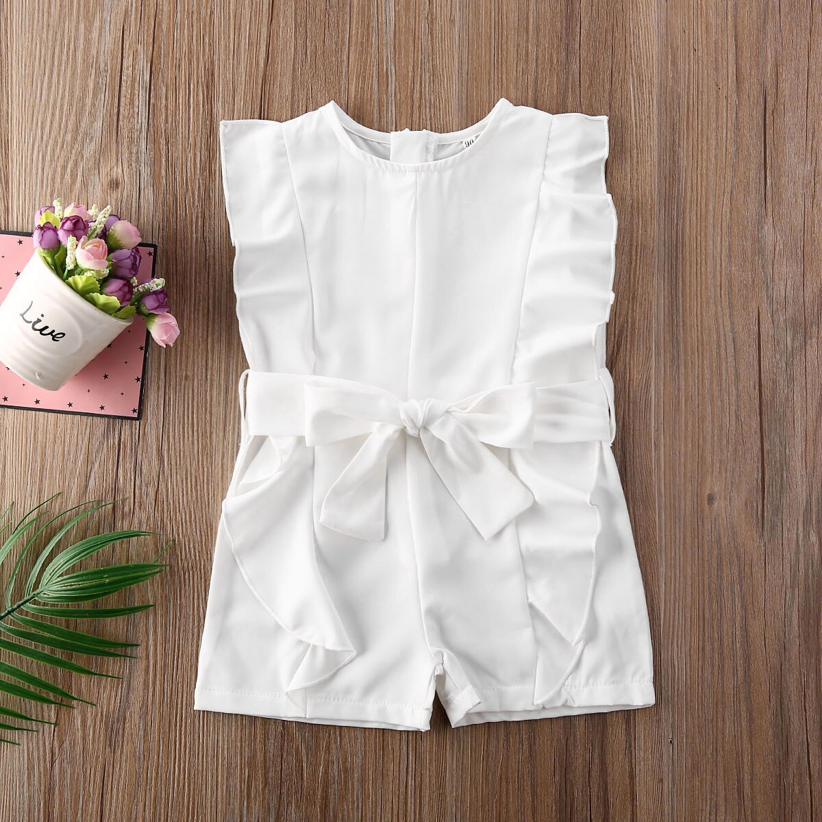 Peuter kind baby meisje 1t-5t rompertjes chiffon ruches mouwloos effen romper jumpsuit kleding outfit zonnepak