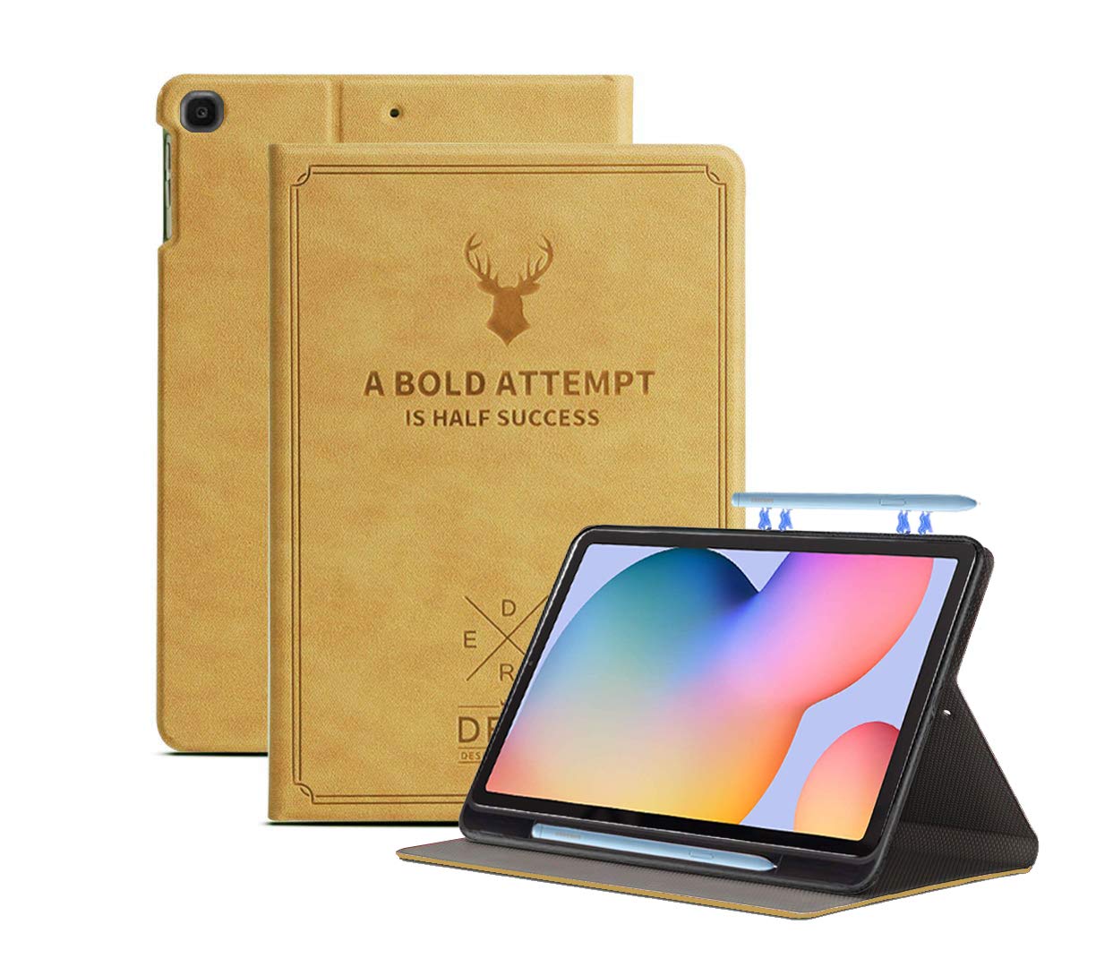 Voor Samsung Galaxy Tab S6 Lite Case Pu Leather Protection Cover Voor Samsung Tab S6 Lite 10.4 SM-P610 P615 Tablet case: Camel