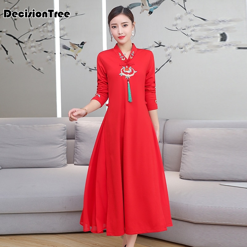 Chinese Dress women dress chinese classic embroidery cheongsam asian dresses qipao aodai female cheongsam dress