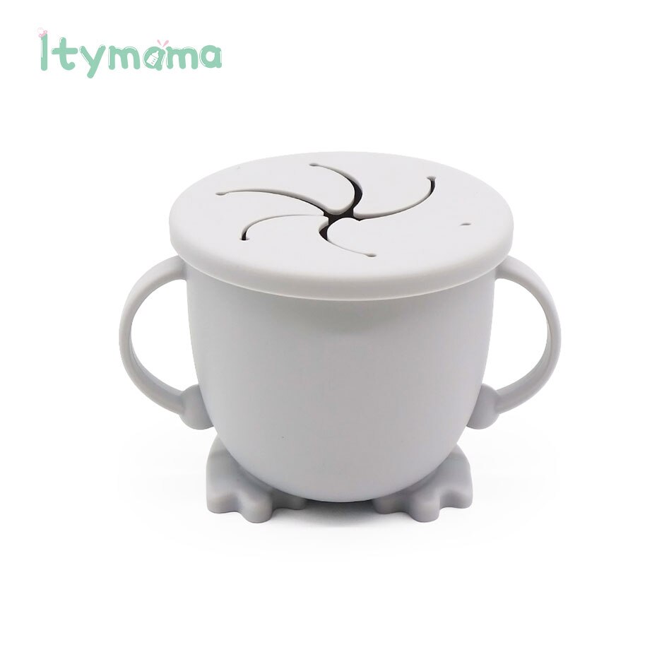 Silicone Tasse De Casse-Croûte Pour Les Tout-petits et Les Enfants Bébé Apprentissage D'alimentation Tasses Vaisselle Pour Enfants SANS BPA De Alimentaire En Silicone Étanche: SN002-6 Light Grey