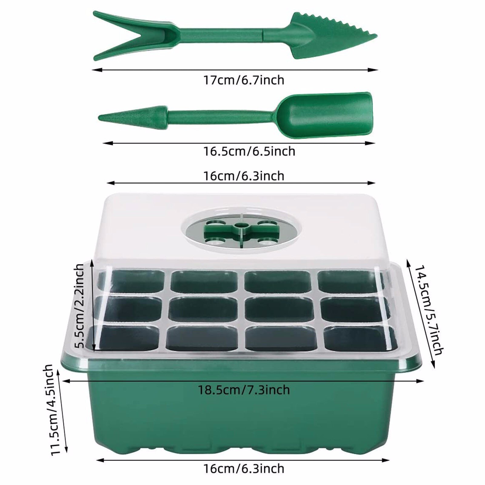 10-Pack Seed Starter Trays Seedling Tray (12 Cells per Tray) Humidity Adjustable