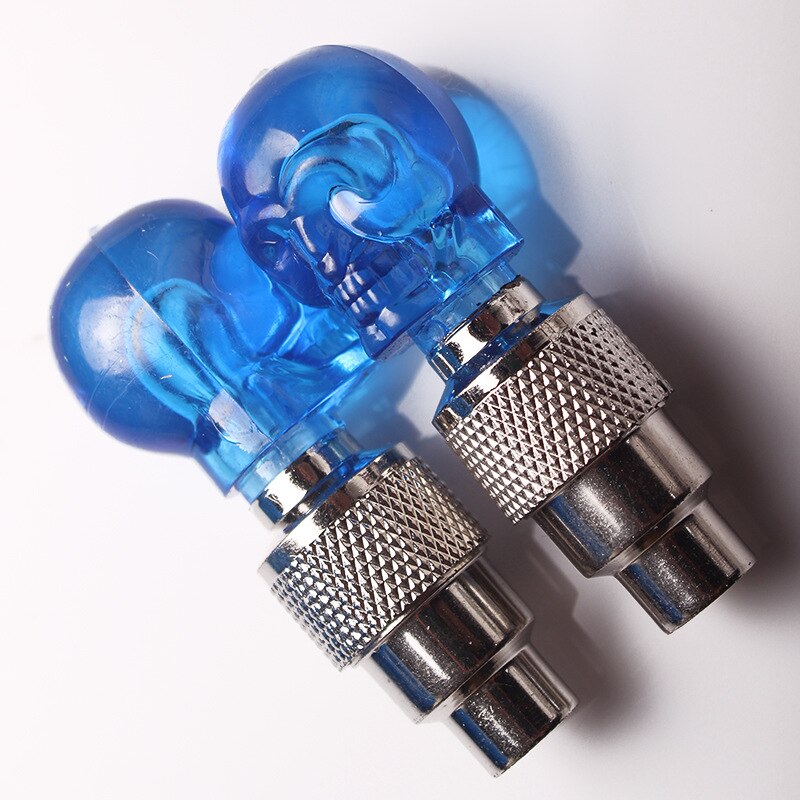 2 stk neonlys dæk hjul ventil hætte lys led flash bil dæk ventil hætter luft dæk dæk fælg ventil hjul spindel hætte cykel lys: Blå