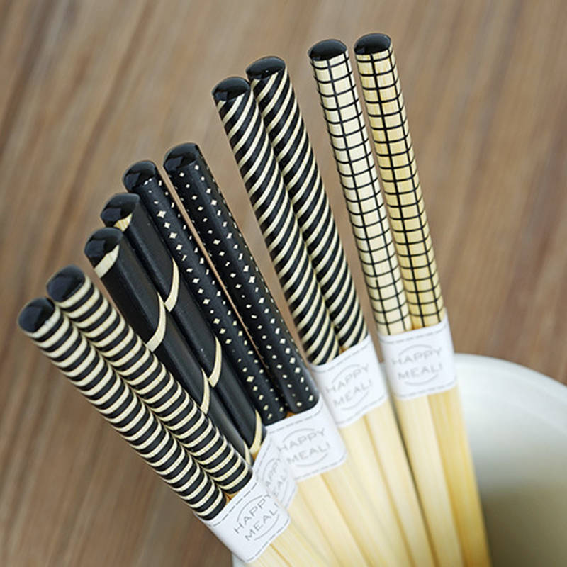 Palillos de bambú estampados ecológicos, patrones geométricos para amantes, hermanas, niños y niñas, 22,5 CM, 5 pares: 1