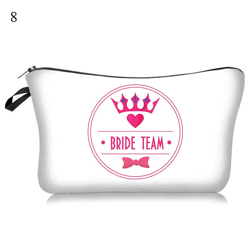 Team Bruid Brief Gedrukt Make-Up Tas Wit Cosmetische Zakken Bruidsmeisje Wedding Party Make Pouch Dames Beauty Case Toilettas: 8