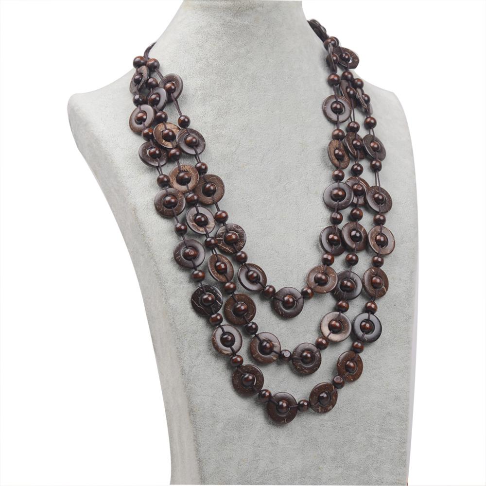 mode boho multi-layer kralen vorm kokosnoot ketting vrouwen strand producten