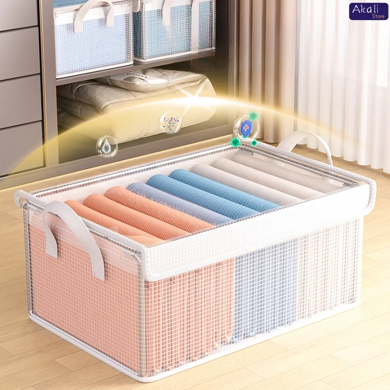 Opvouwbare PVC-organisatoren Transparante waterdichte stapelbare opbergbak voor kledingdekbedden Stofdichte lade-opbergmand