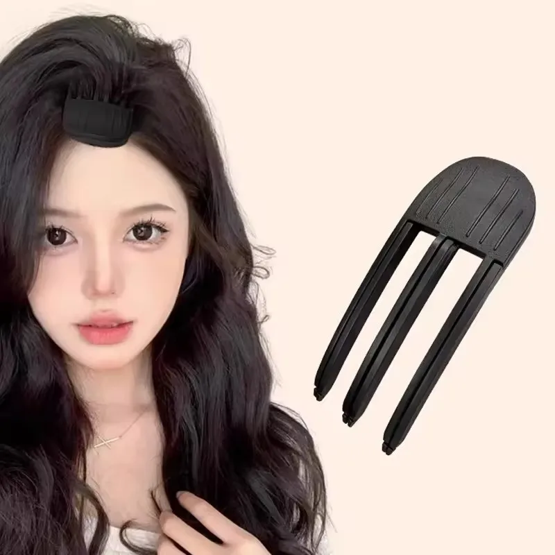 Pluizige haarspeld krullen pony clips haarwortels volumegevende haarclips dames krullen vaste vorm clip volume haarroller: Lichtgrijs