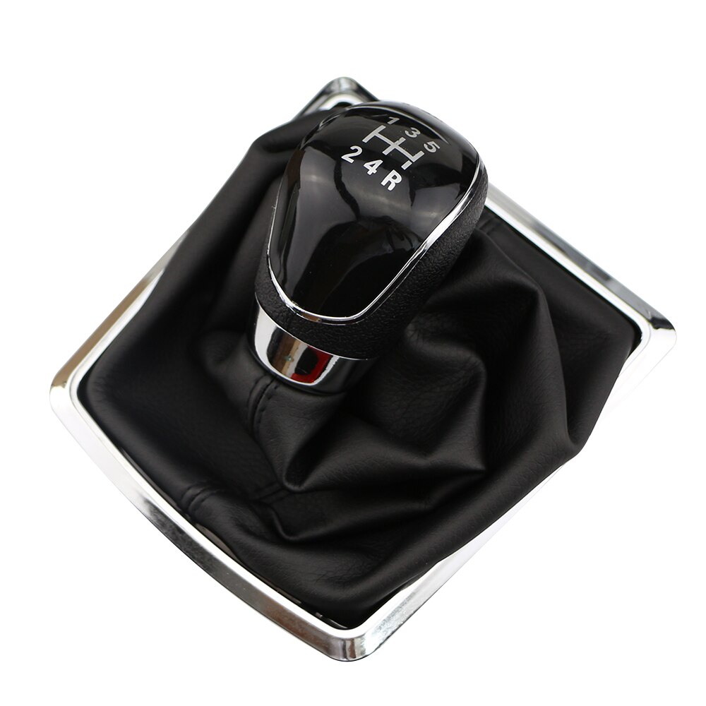 Gear Shift Knob Gaiter Boot Lever Stick Handle Head Cover 5/6 Speed Car Styling Accessories For Ford Focus 2 MK2 Fiesta Kuga: 5 Black With Dust