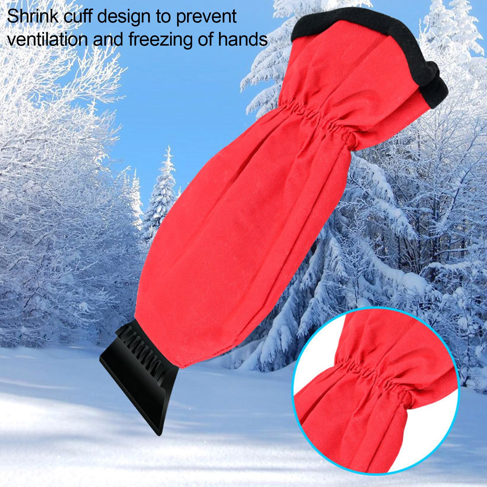 Car Ice Scraper Windshield Ice Breaker Quick Clean Glass Brush Snow Remover Tool Auto Window Winter W/Sleeve Snow Brush Shovel