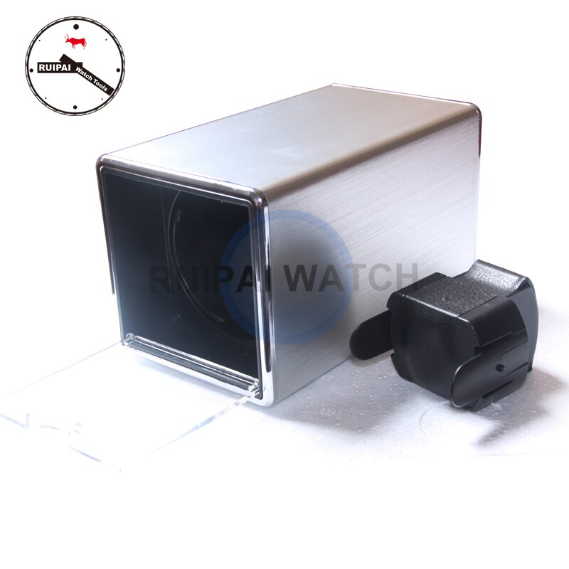 Silver metal wire-drawing Watch Winder Automatic Rotating Watch Winder Acrylic Top Cover Watch Winder